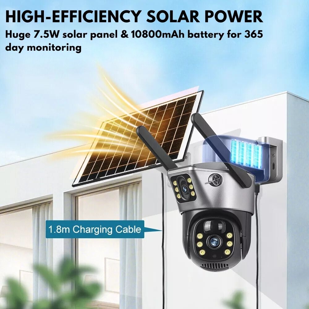 Solar-powered wireless camera for all-weather use