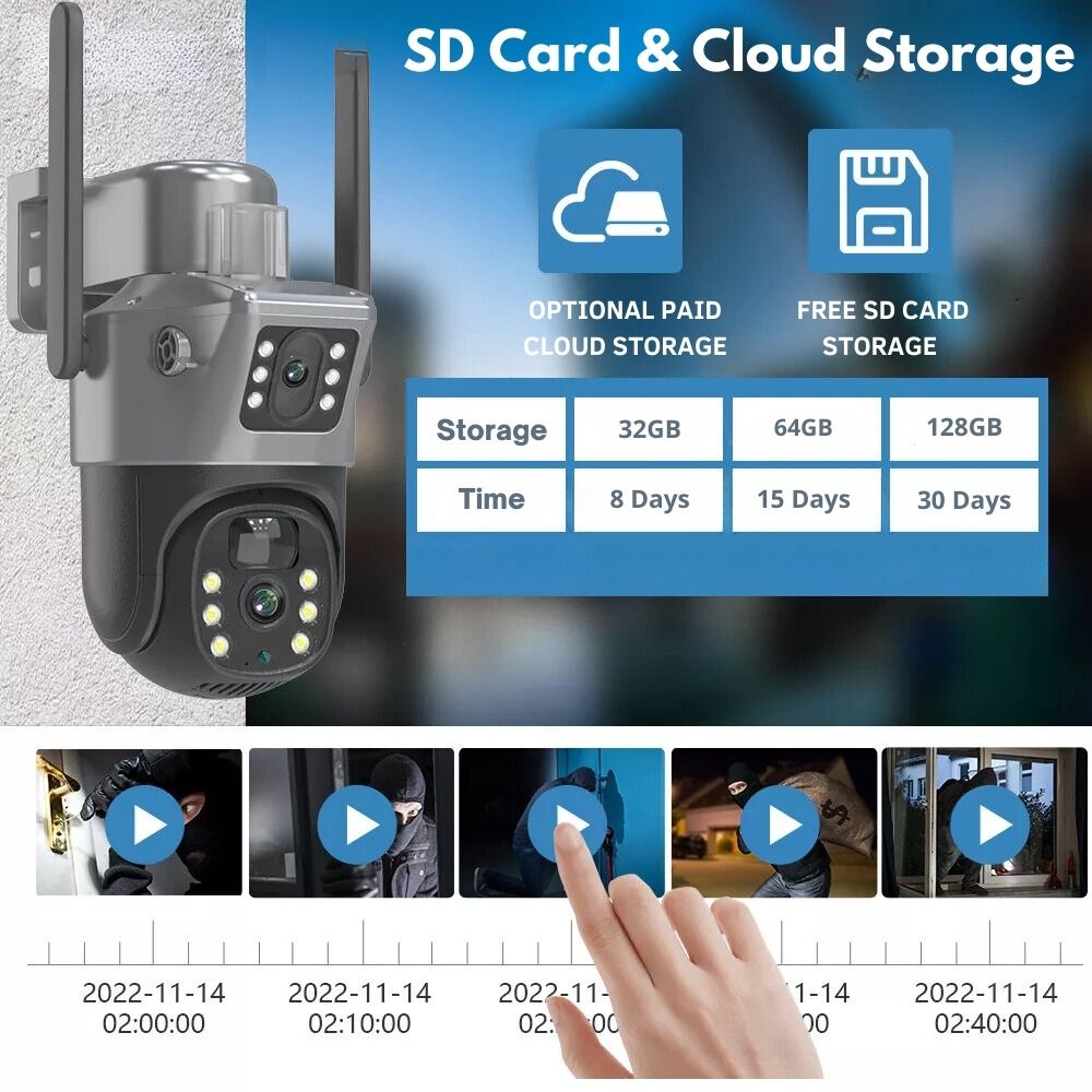Motion-activated security camera with free SD storage