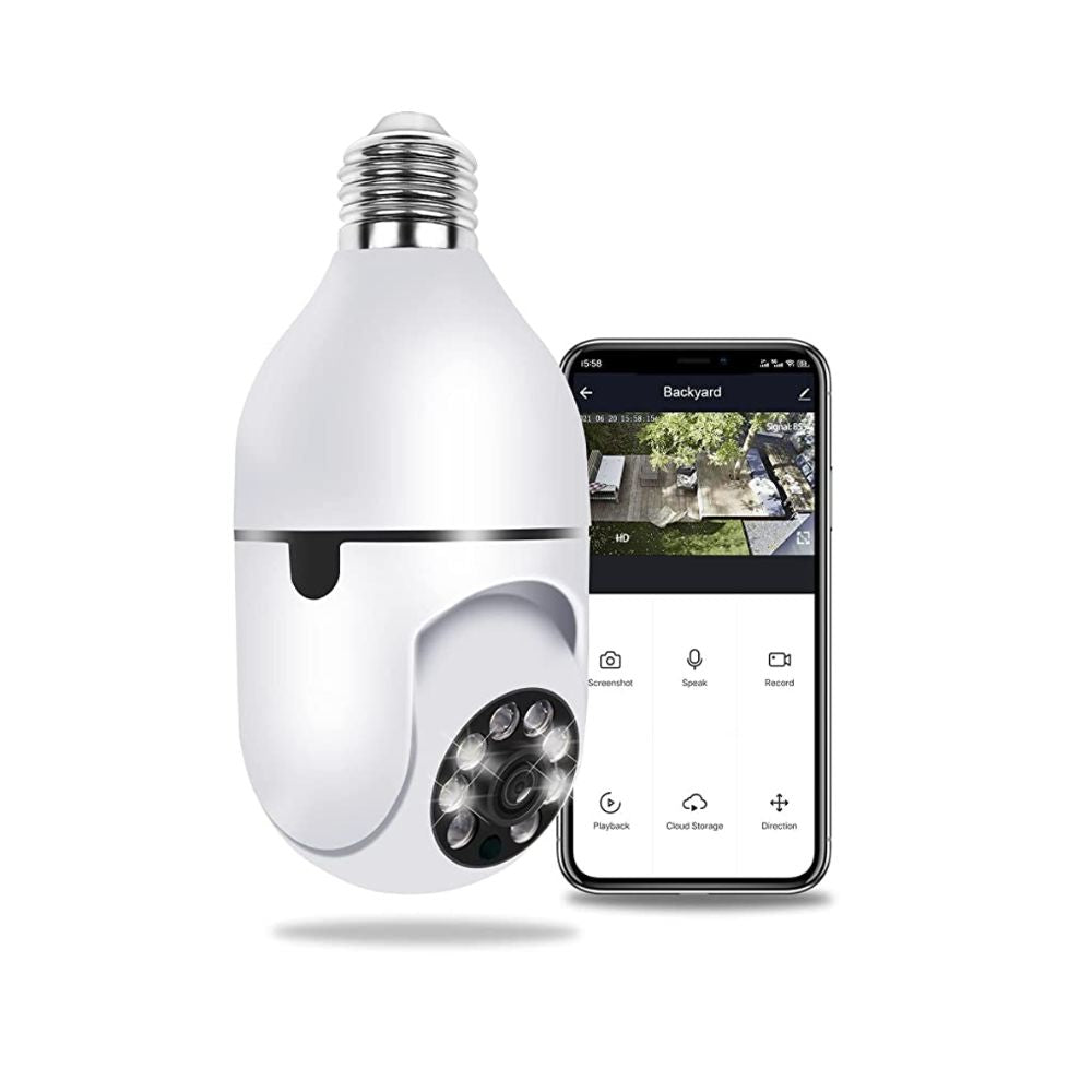 Security bulb camera for outdoor light fitting