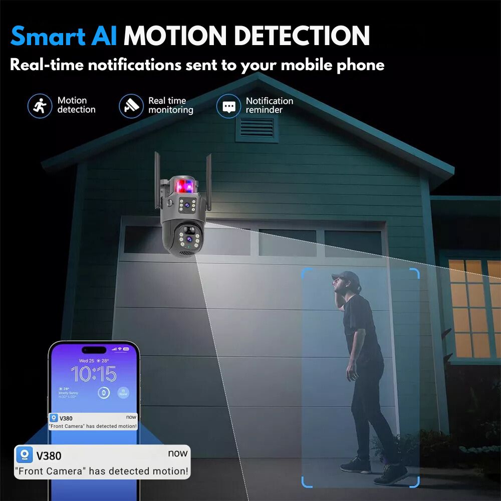 Smart AI motion detection camera with mobile alerts