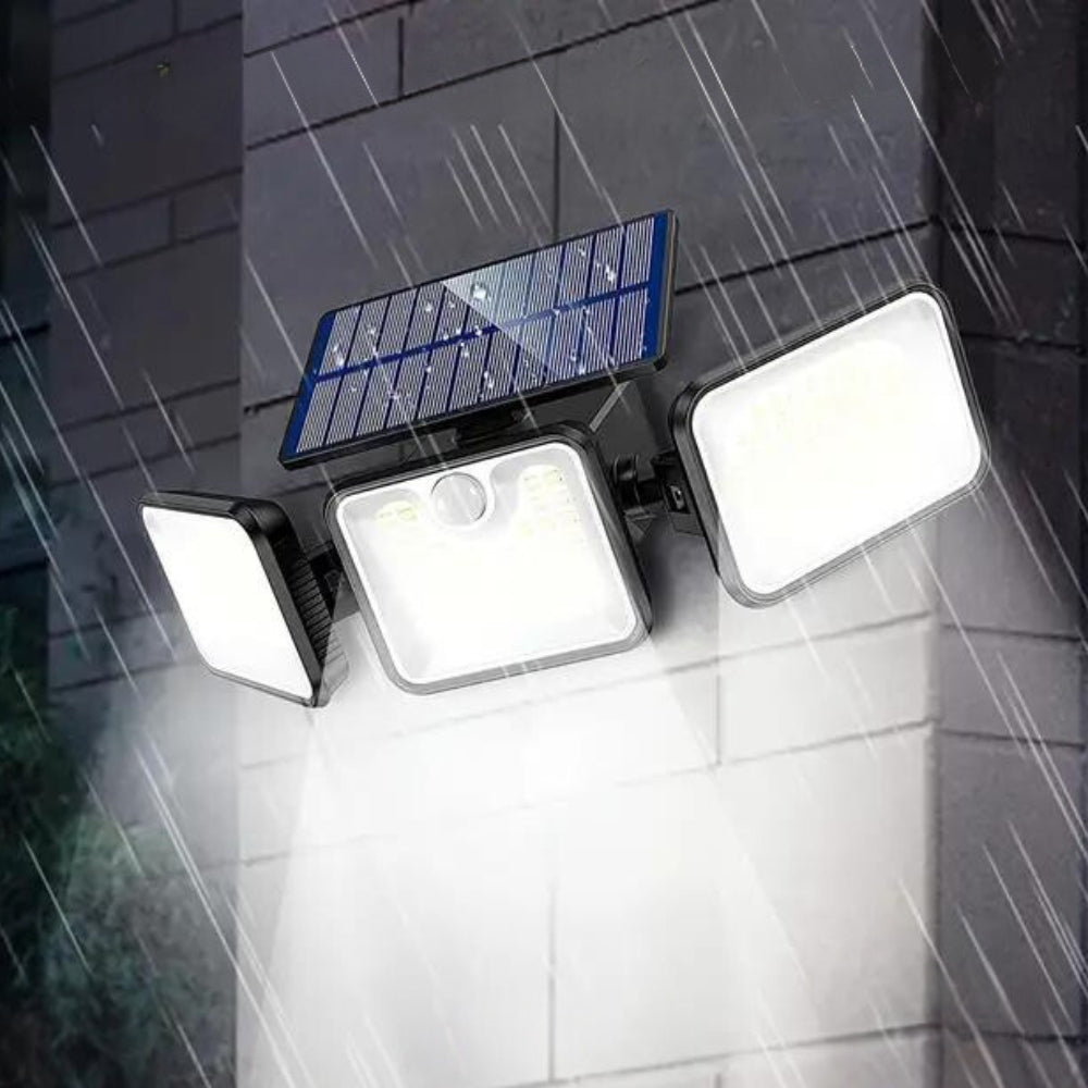 Wireless LED solar motion sensor light for home security