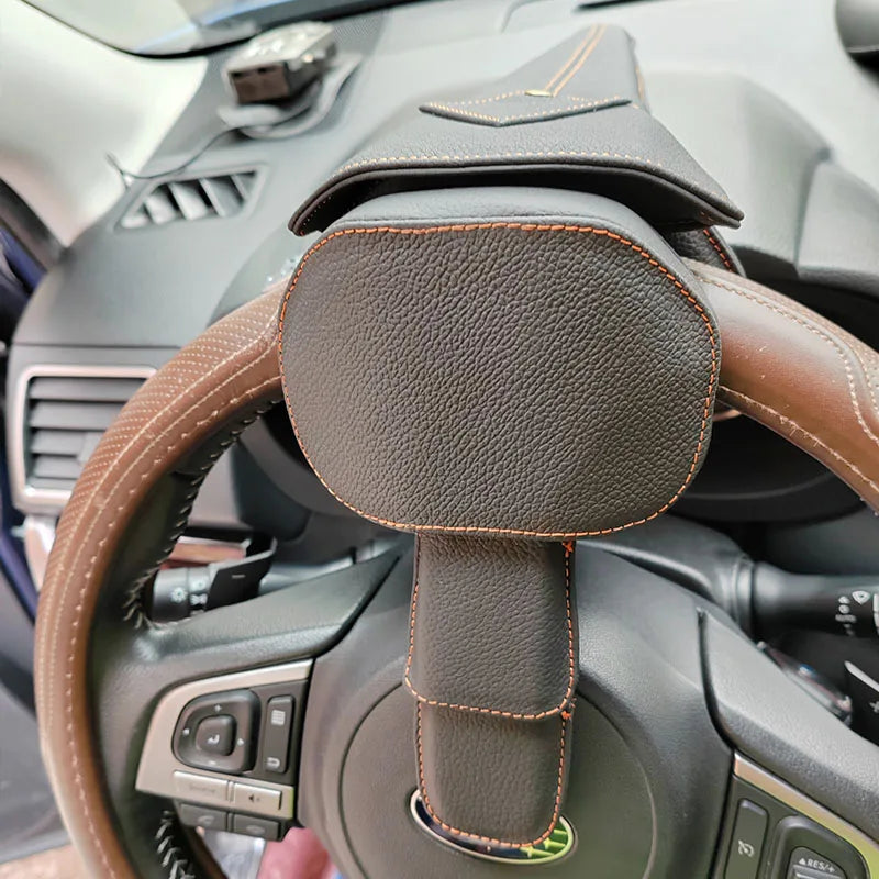 Car Steering Wheel Lock installed onto a steering wheel.